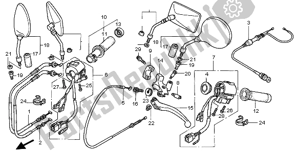 All parts for the Switch & Cable of the Honda VT 750C2 1997