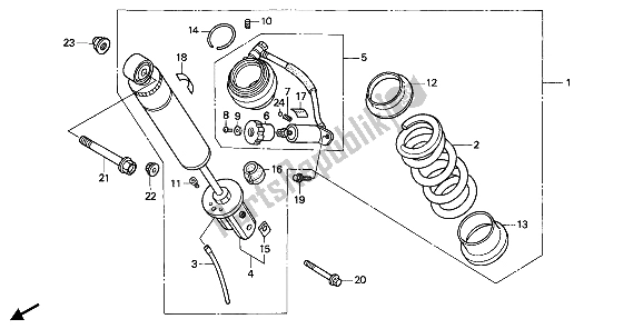 All parts for the Rear Cushion of the Honda NTV 650 1989