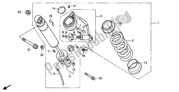 All parts for the Rear Cushion of the Honda NTV 650 1989