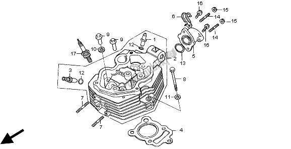 All parts for the Cylinder Head of the Honda CG 125 1998