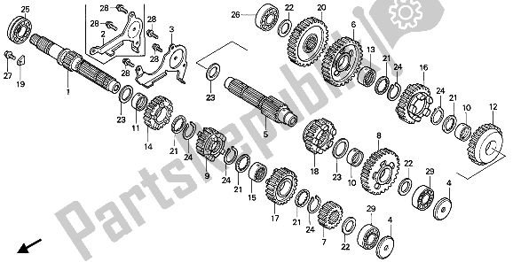 All parts for the Transmission of the Honda NTV 650 1993