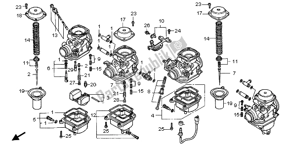 Todas as partes de Carburador (peças Componentes) do Honda CB 750F2 1995