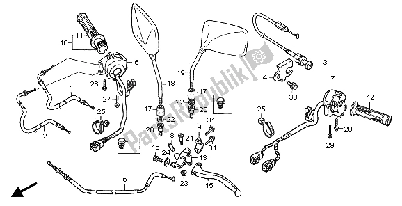 All parts for the Handle Lever & Switch & Cable of the Honda CBF 600N 2006