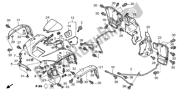 All parts for the Front Fender of the Honda TRX 650 FA Fourtrax Rincon 2004
