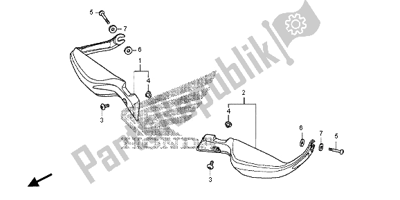 All parts for the Knuckle Guard of the Honda VFR 1200X 2013