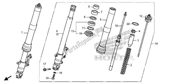 Tutte le parti per il Forcella Anteriore del Honda CB 1000 RA 2013