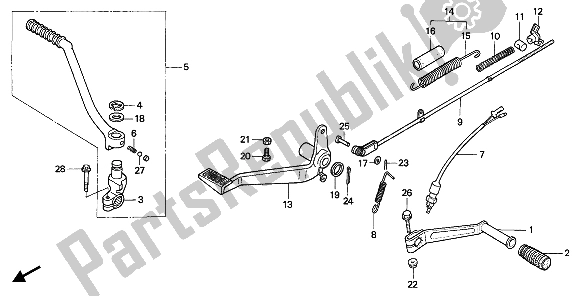 All parts for the Pedal & Kick Starter Arm of the Honda NSR 50S 1993