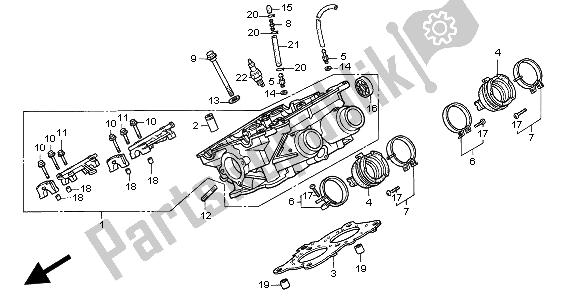 All parts for the Right Cylinder Head of the Honda ST 1100 1997