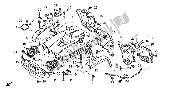 Todas las partes para Guardabarros Delantero de Honda TRX 500 FA Fourtrax Foreman 2004