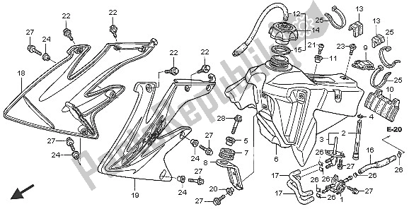 Tutte le parti per il Serbatoio Di Carburante del Honda CRF 450X 2005