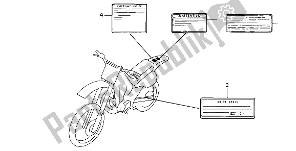 Todas las partes para Etiqueta De Precaución de Honda CR 500R 1995