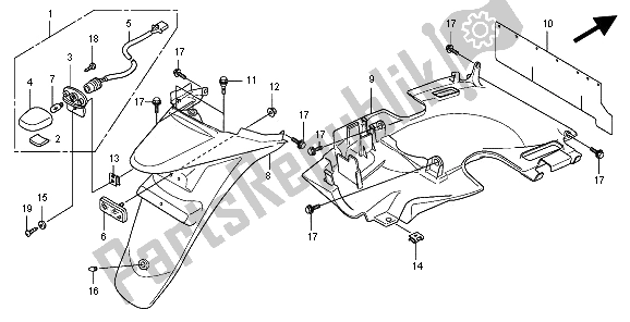 All parts for the Rear Fender of the Honda SH 300 2008