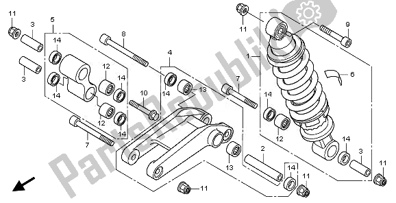 All parts for the Rear Cushion of the Honda CBF 1000 SA 2008