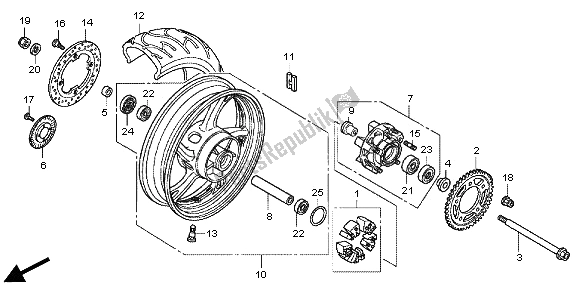 All parts for the Rear Wheel of the Honda CBR 600 FA 2012