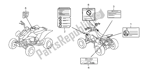 Todas las partes para Etiqueta De Precaución de Honda TRX 400 EX 2007