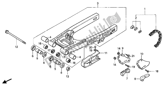 Todas las partes para Horquilla Trasera de Honda CR 80R2 1986