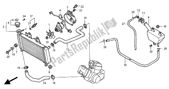 Alle onderdelen voor de Radiator van de Honda VT 125C2 2000