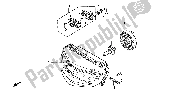All parts for the Headlight (eu) of the Honda VTR 1000F 2003