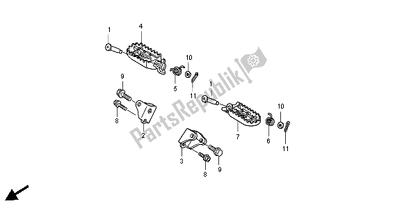 Alle onderdelen voor de Stap van de Honda CRF 250X 2004