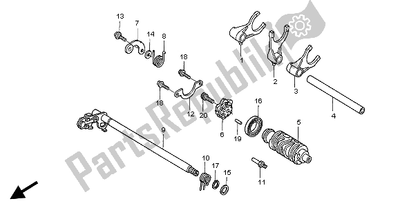 All parts for the Gearshift Drum of the Honda VTX 1300S 2004