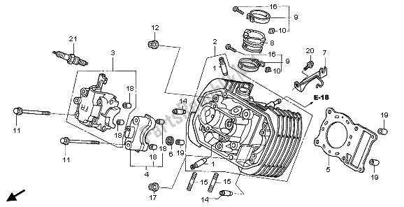 Alle onderdelen voor de Voorste Cilinderkop van de Honda VT 125C 2006