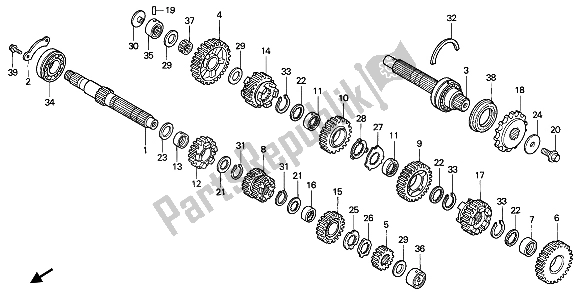 All parts for the Transmission of the Honda CBR 600F 1991