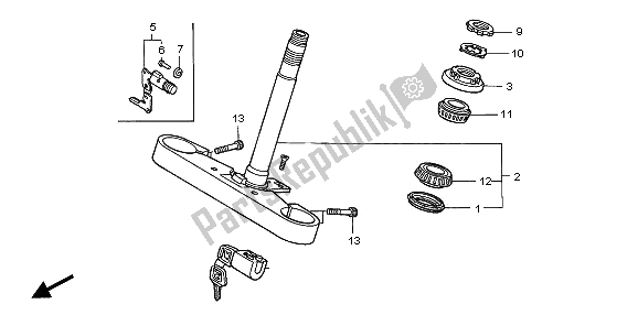 All parts for the Steering Stem of the Honda VTX 1800C1 2006