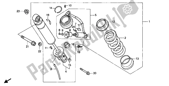 All parts for the Rear Cushion of the Honda NTV 650 1991