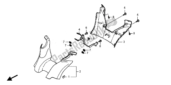 All parts for the Handle Cover of the Honda VFR 800X 2011