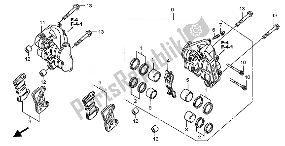 Tutte le parti per il Pinza Freno Anteriore del Honda CBR 600 RA 2010