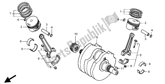 All parts for the Crankshaft & Piston of the Honda XL 600V Transalp 1997