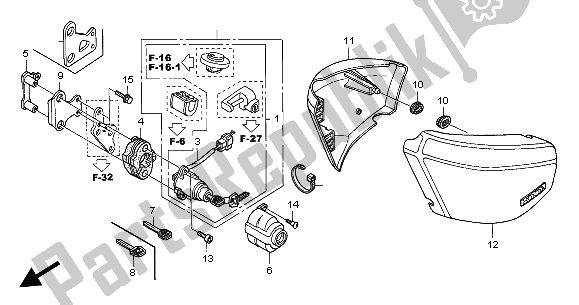 All parts for the Side Cover of the Honda VTX 1300S 2004