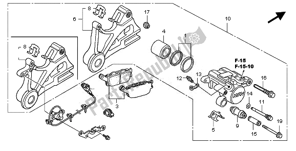 Alle onderdelen voor de Achter Remklauw van de Honda CBF 600N 2010