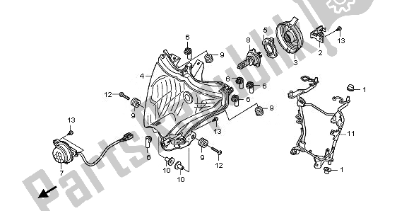 All parts for the Headlight (eu) of the Honda CB 1000R 2011