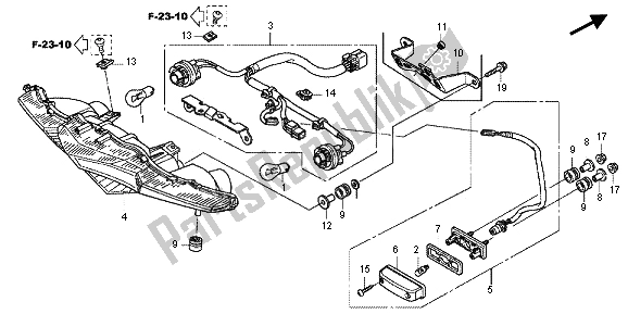 All parts for the Taillight of the Honda VFR 1200 FD 2013