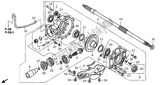All parts for the Final Driven Gear of the Honda TRX 500 FA Fourtrax Foreman 2003