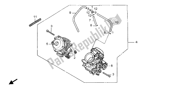 All parts for the Carburetor (assy.) of the Honda NTV 650 1997