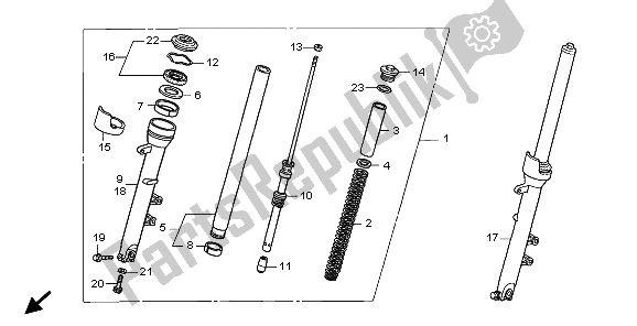 All parts for the Front Fork of the Honda CBF 1000T 2009