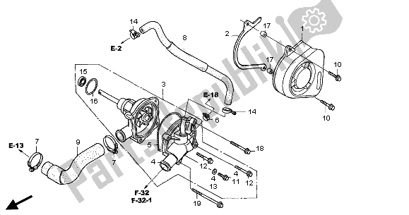 All parts for the Water Pump of the Honda CBF 600S 2005