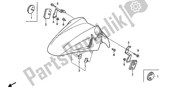 Tutte le parti per il Parafango Anteriore del Honda CBR 600F 1992