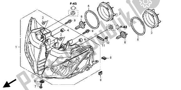 All parts for the Headlight of the Honda CBR 1000 RR 2013