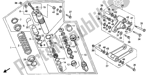 All parts for the Rear Cushion of the Honda CR 500R 1 1990