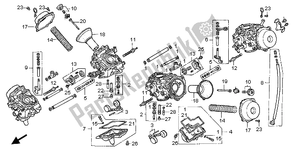 All parts for the Carburetor (component Parts) of the Honda ST 1100A 1996