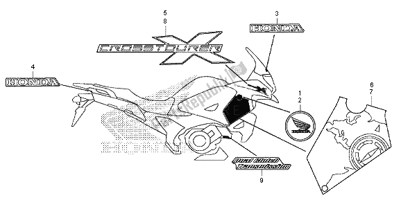 Alle onderdelen voor de Merk & Embleem van de Honda VFR 1200 XD 2013