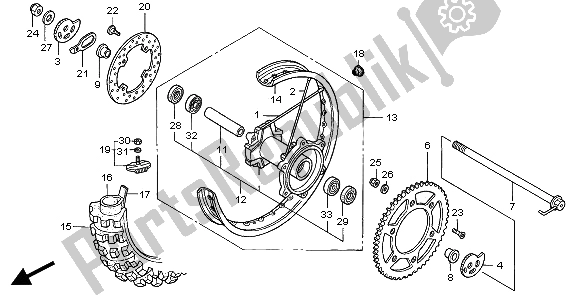 Tutte le parti per il Ruota Posteriore del Honda XR 400R 1997