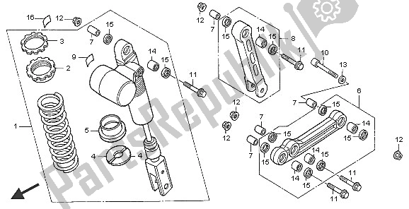 All parts for the Rear Cushion of the Honda TRX 400 EX Sportrax 2005