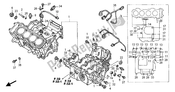 All parts for the Crankcase of the Honda CBR 1100 XX 2001