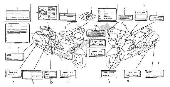 Todas las partes para Etiqueta De Precaución de Honda ST 1300 2002