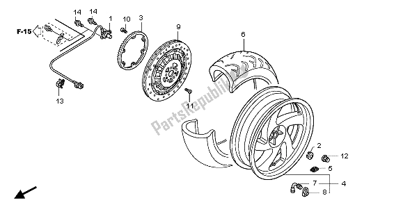 All parts for the Rear Wheel of the Honda GL 1800 Airbag 2007