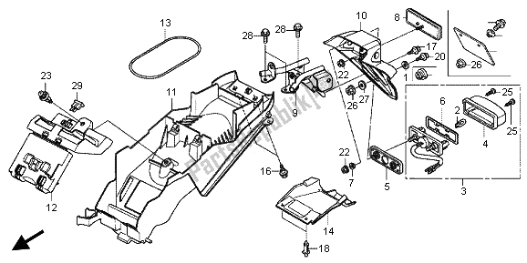 Tutte le parti per il Parafango Posteriore del Honda CBR 125 RT 2013